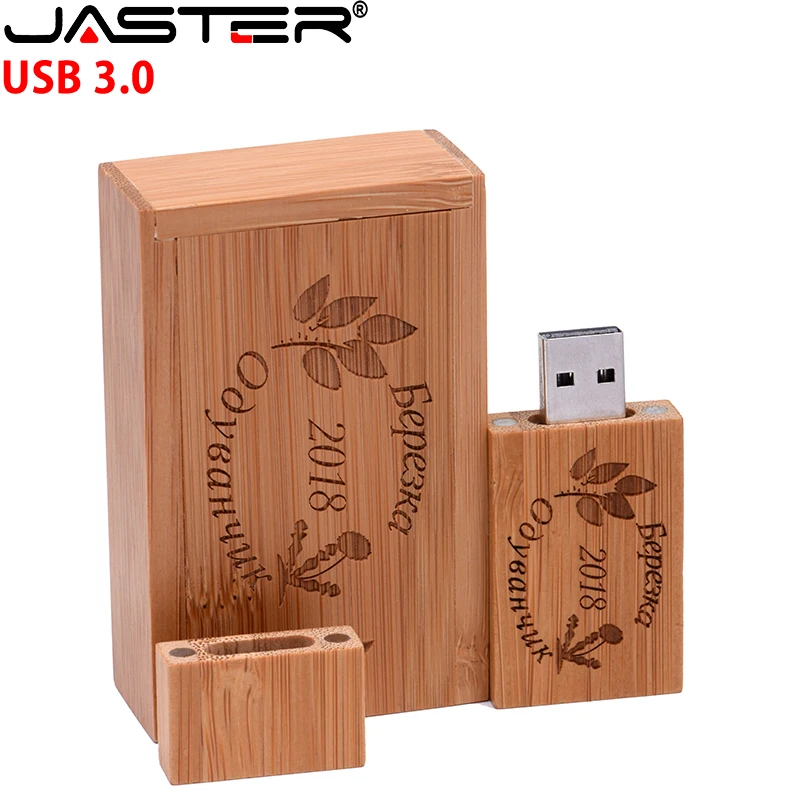 Jaster-memory Stick de Madeira com Caixa Usb 3.0 Flash Drive Presente de Casamento Logotipo Personalizado Gratuito u Disk 64gb 128gb 32gb 10pc Lot - Imagem 2