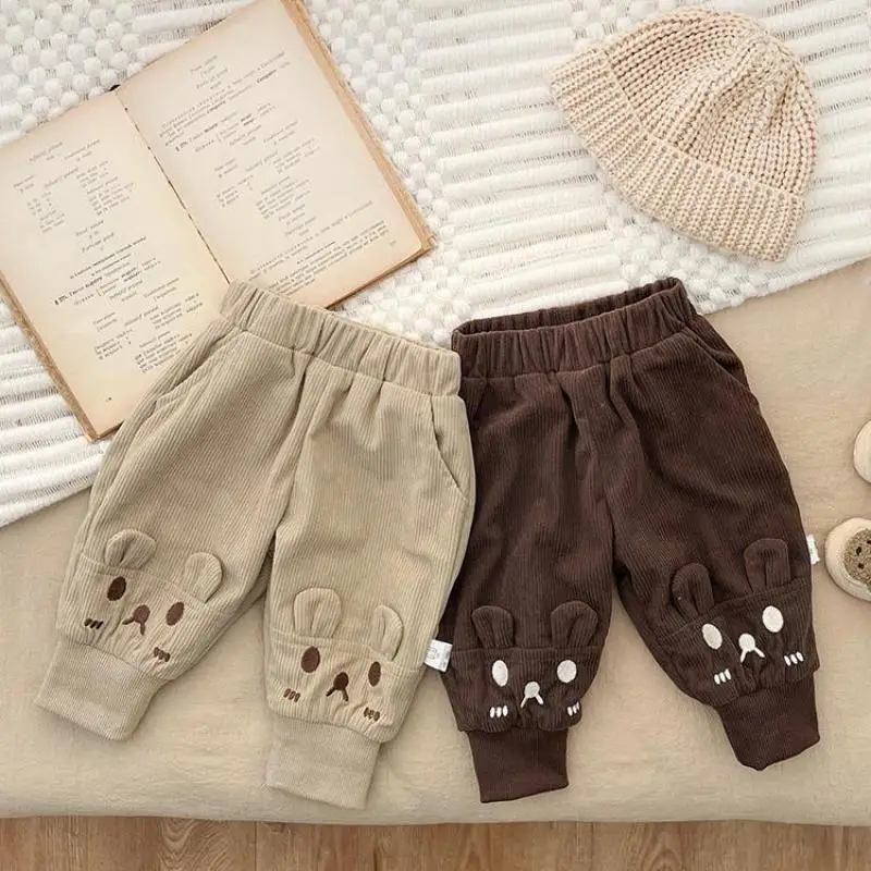 

Autumn Winter Children Cartoon Plus Velvet Thick Harem Pants Kid Boy Retro Fleece Warm Casual Pants Girl Baby Fashion Trousers