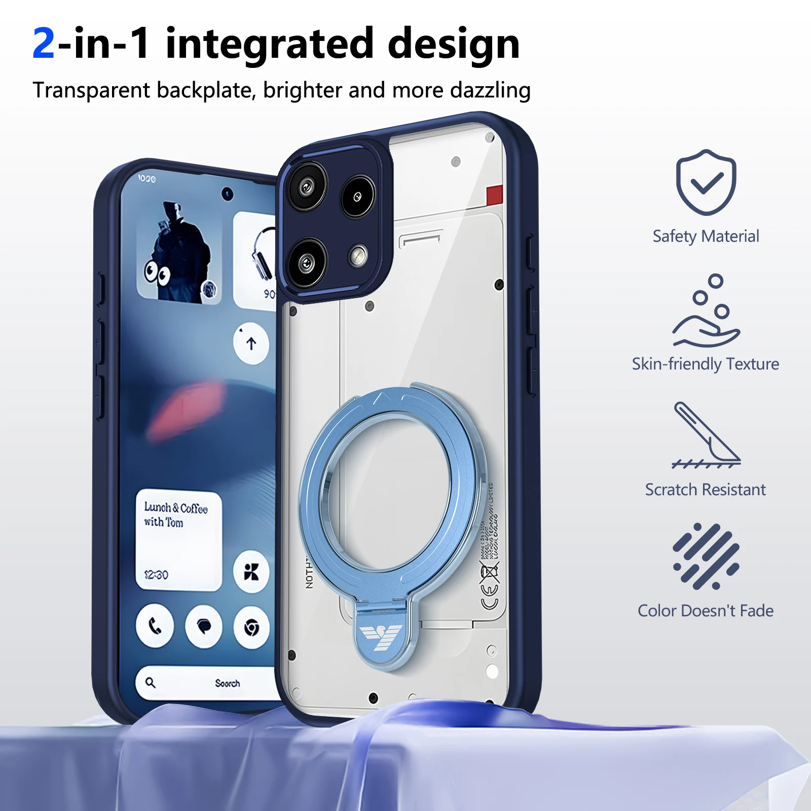 Stylish Transparent Magnetic Stand Back Cover