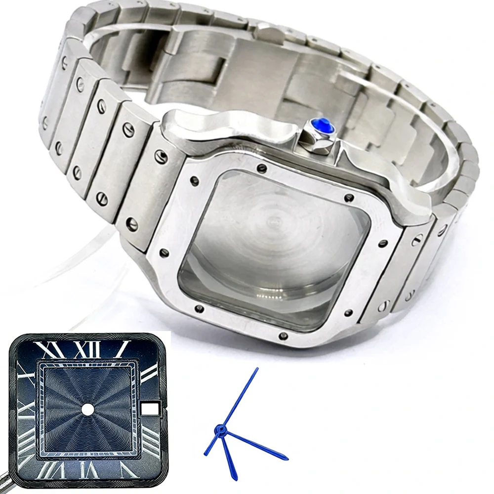 Golden Stainless Steel Waterproof Watch Case and Strap for 38MM Square Men's Watch