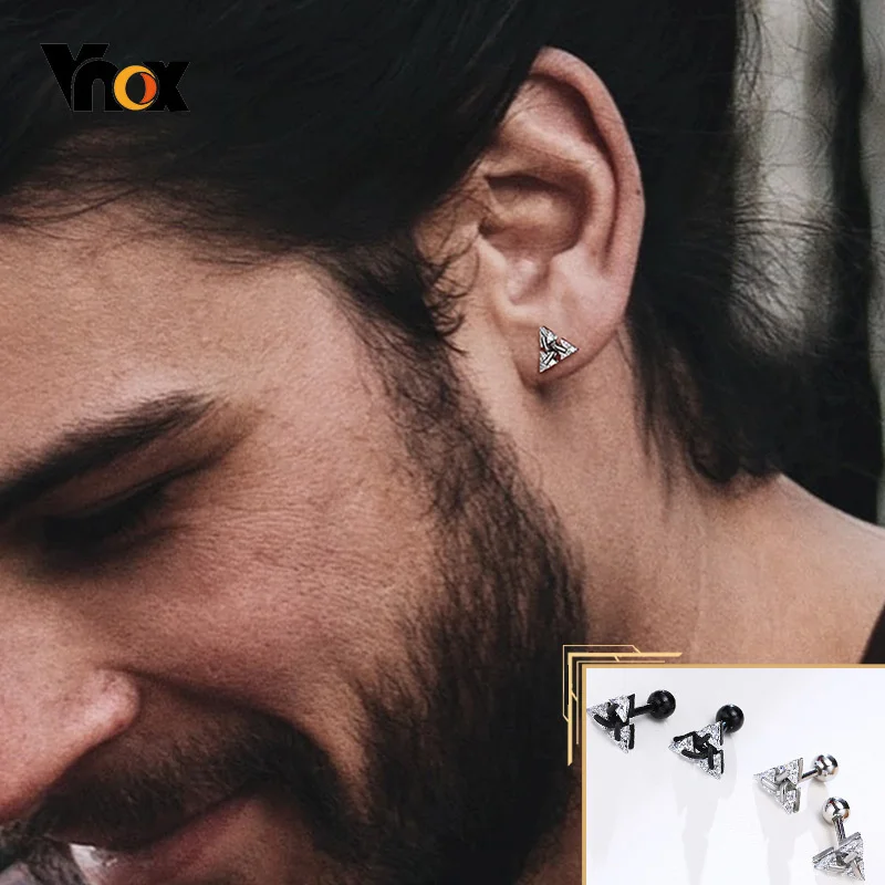 Vnox Men Hoop Earrings, Geometric Round Square Triangle Star Shaped Small  Huggie, Cool Punk Rock Boy Ear Jewelry