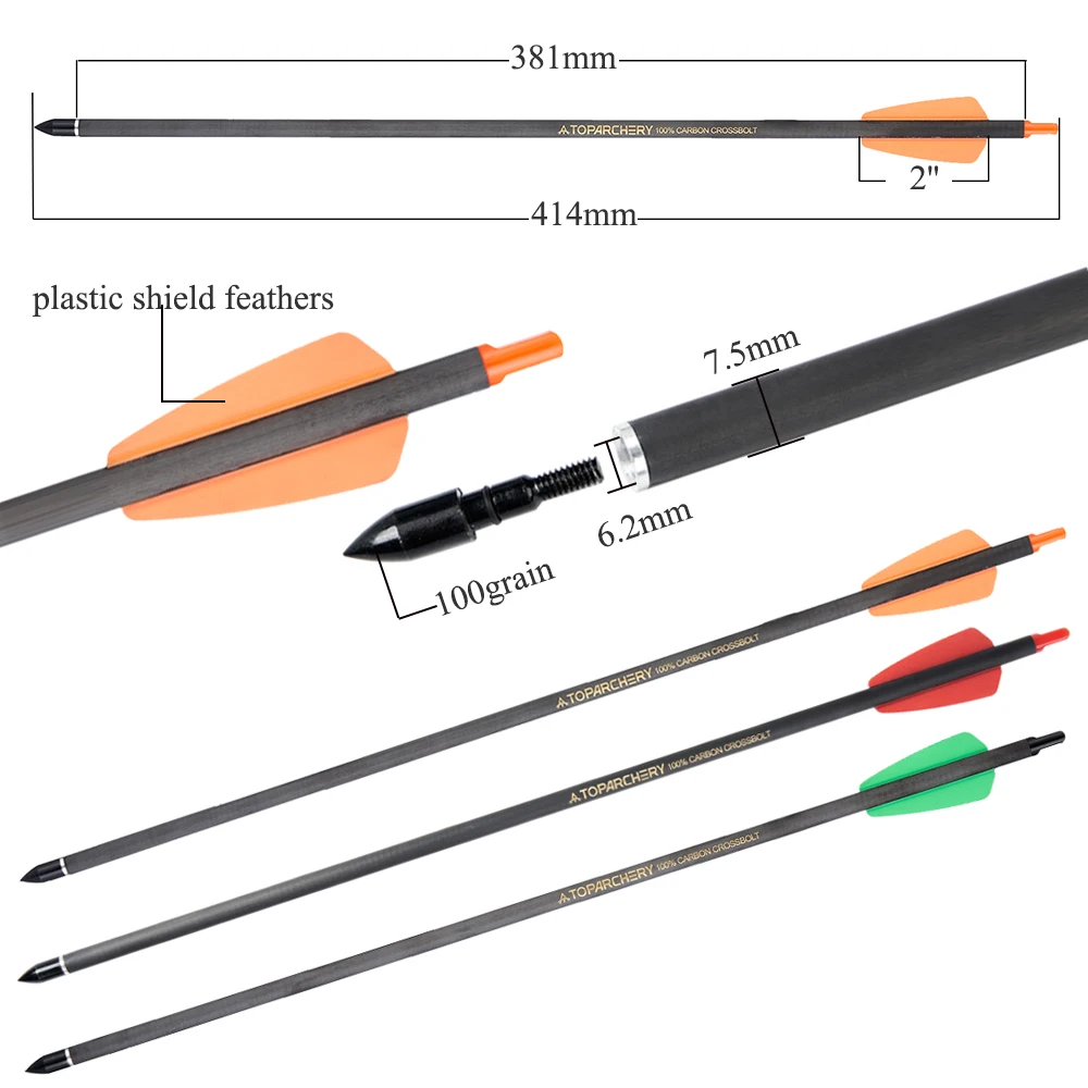 Premium Crossbow Bolts with Replaceable Arrow Tips - Pack of 12/24, 15-Inch, Spine 350, Ideal for Archery and Outdoor Hunting