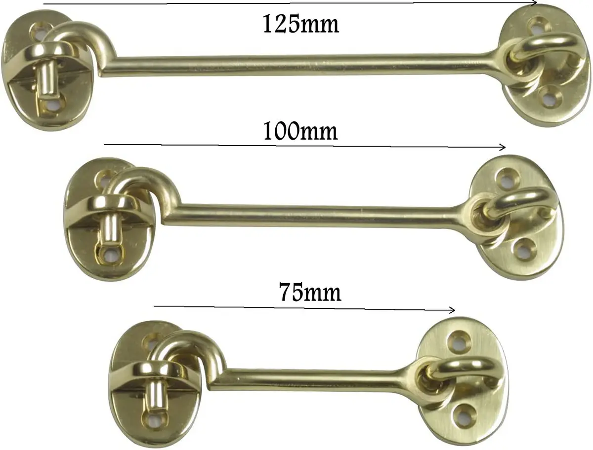Solid Brass Copper Cabin Hook Latch & Eye Window Lid Closer 3"/4"/5" Aldabilla De Lat&oacute;n