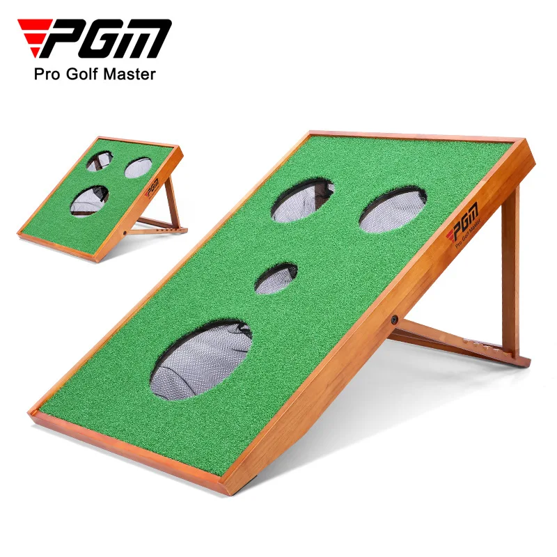 pgm-indoor-golf-practice-net-multi-objective-solid-wood-with-grass-cutting-net-adjustable-height-storage-and-portability