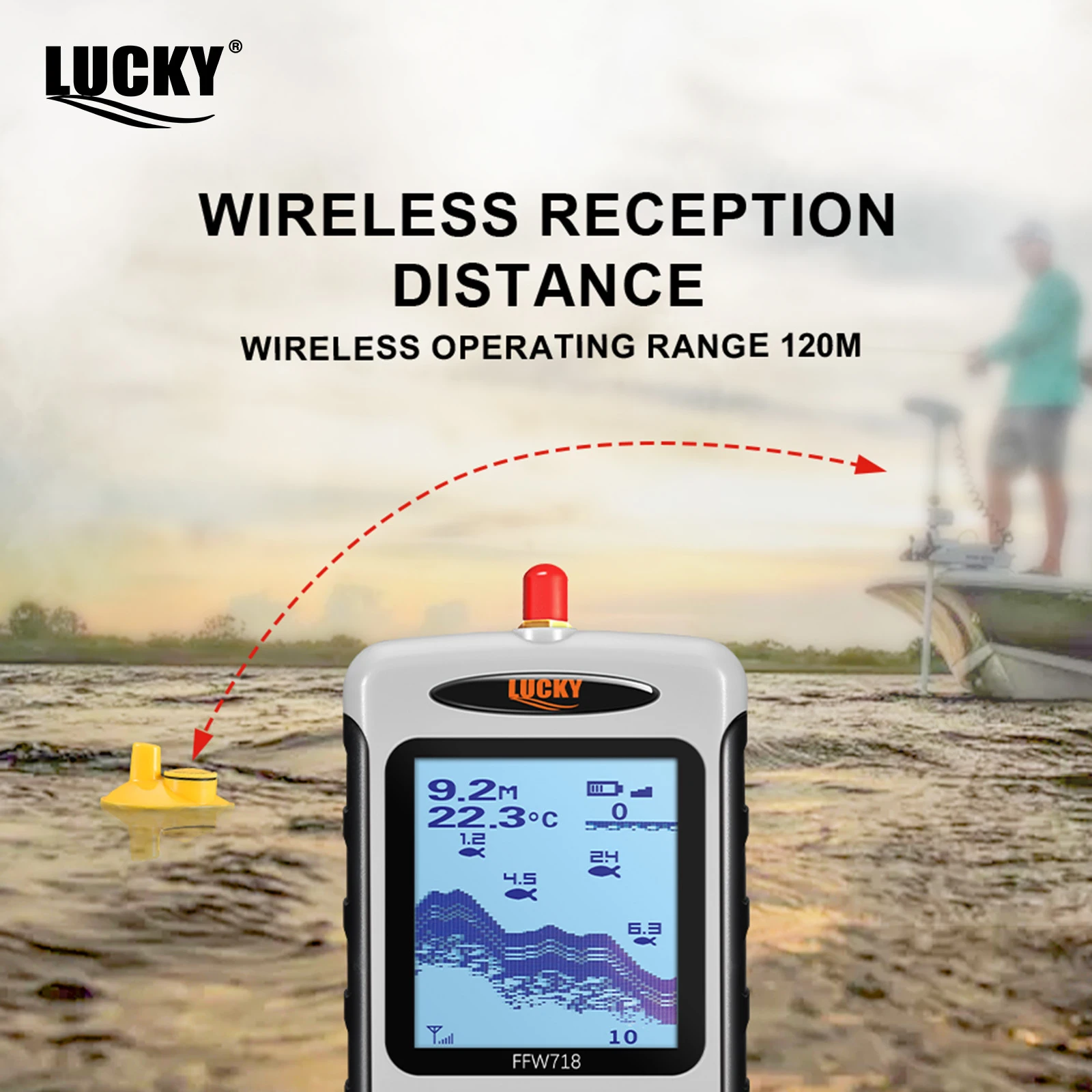 Russian Menu Wireless Sonar Portable Fish Finder Sensor Echo Sounder Alarm River Lake Sea Bed Live 135ft/45M fish finder