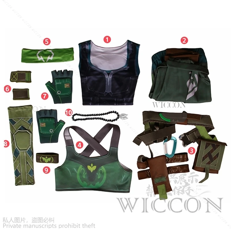 thumbnail image 1 of Disfraz de Cosplay del juego de anime Valorant, nuevo héroe Skye, conjunto de pantalones y top con peluca, ropa para fiesta de carnaval y Halloween, juego de rol, 1 of 5