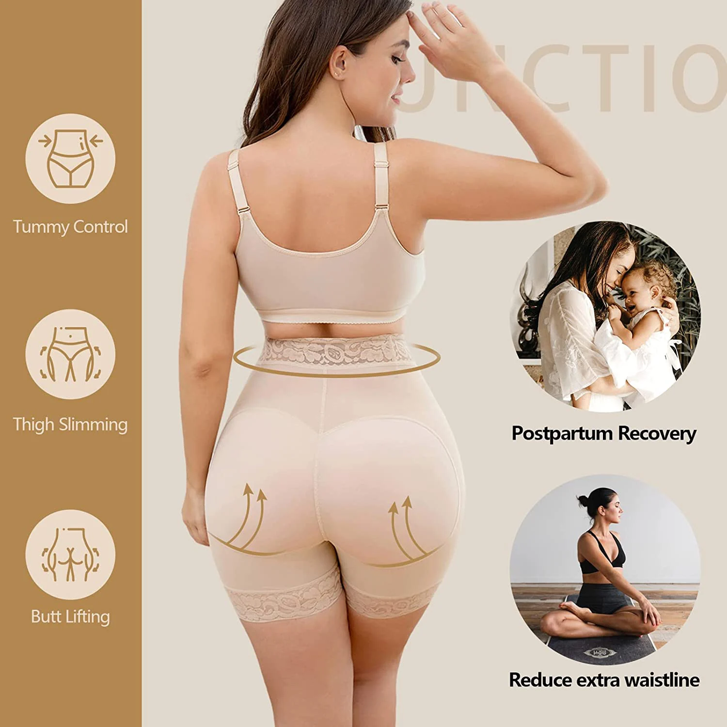 Body Shapewear Women Tummy Control High Waisted Butt Lifter Panties  Compression Postpartum Slimming Underwear Boyshorts Zipper