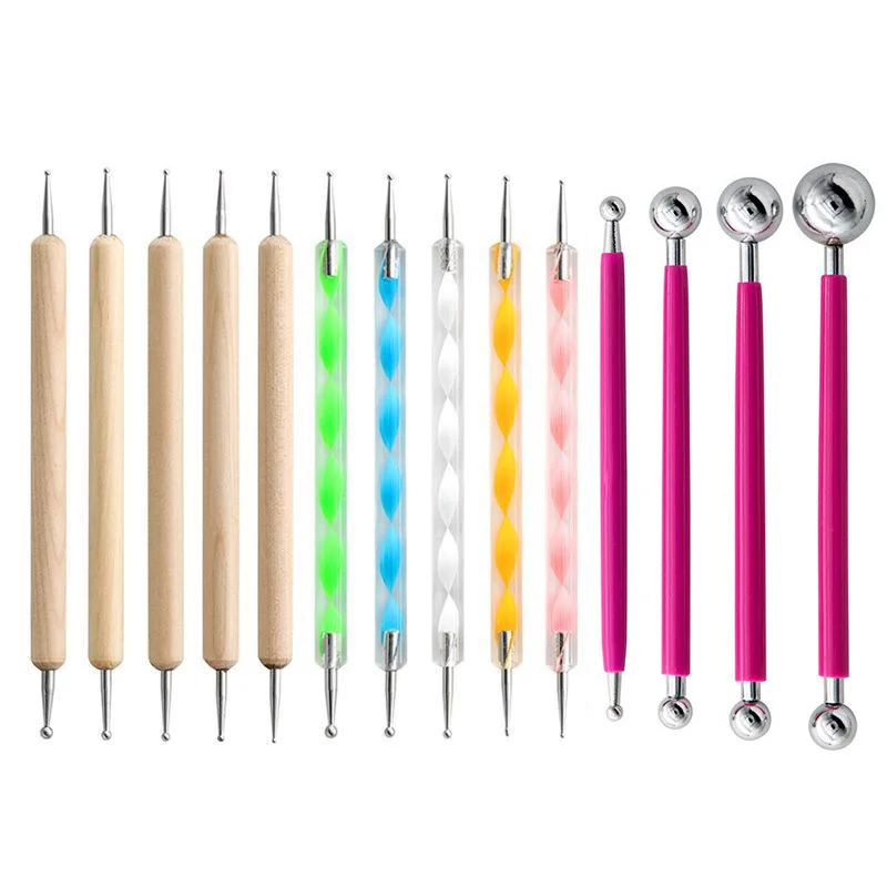 

Керамические инструменты, набор из 14 предметов, глиняная скульптура, штанга для тиснения, Акриловая Двухсторонняя ручка для увеличения ногтей, инструменты для мандалы