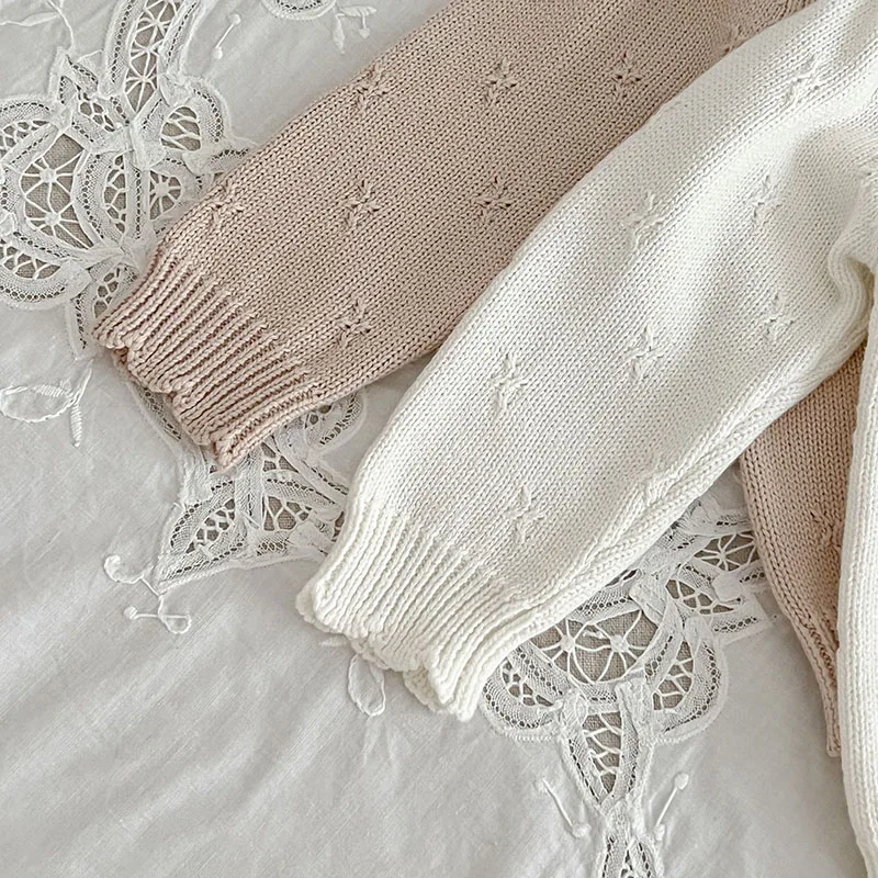 가을 겨울  소녀 풀오버 스웨터, 긴팔 단색 뜨게 풀오버,  소녀 스웨터