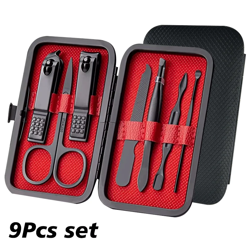 9Pcs Stainless Steel Nail Cutter and Pedicure Scissors Set Portable Manicure Tool Ear Beauty Tools Nail Clipper Set