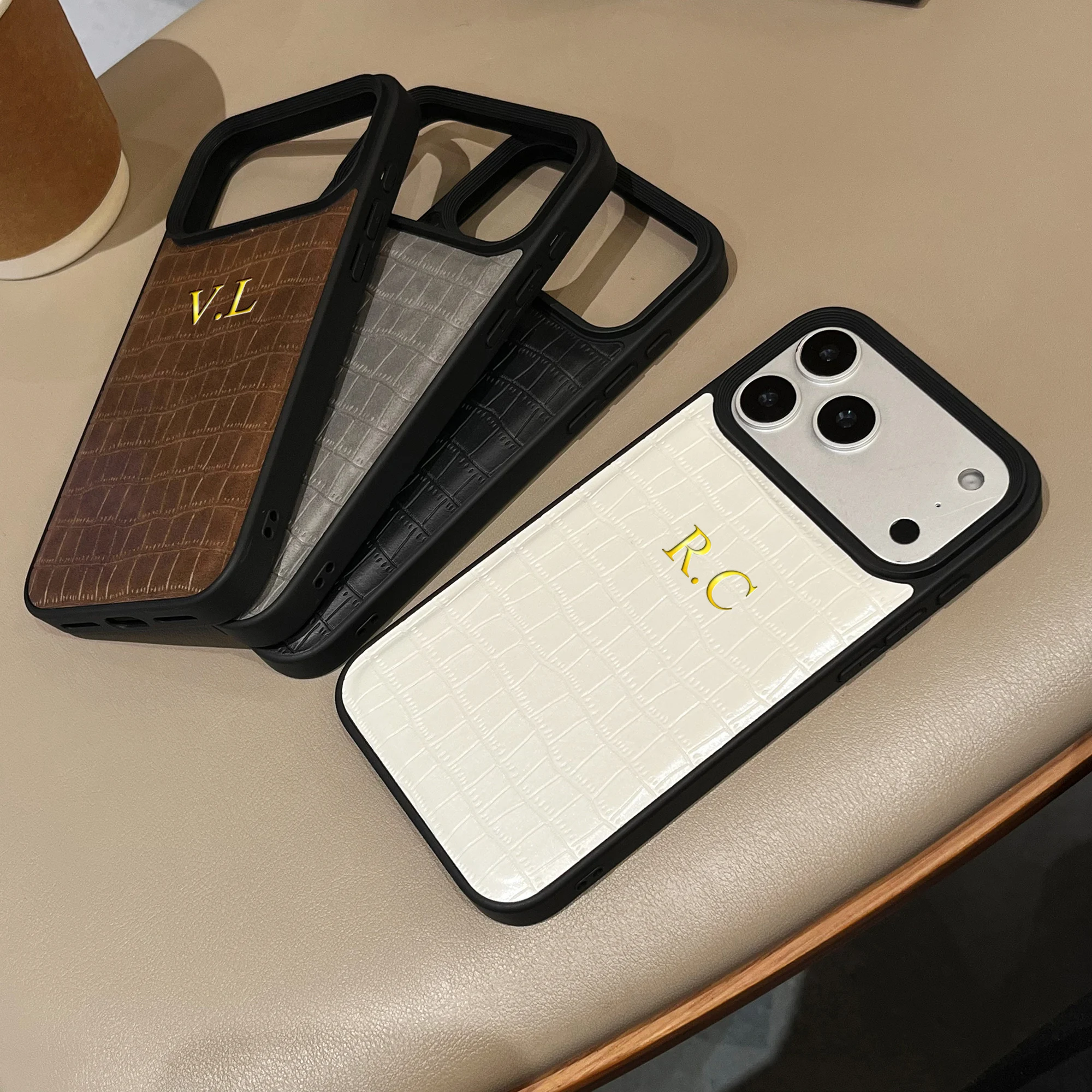 Custom Name Luxury Crocodile Pattern Faux Leather Case For iPhone thumbnail 7