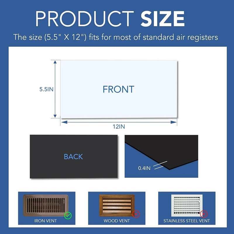 

8Pack Magnetic Vent Covers Vent Covers Air Vent Covers For Home Floor Standard Air Registers, 5.5 Inch X 12 Inch Air Vent Covers