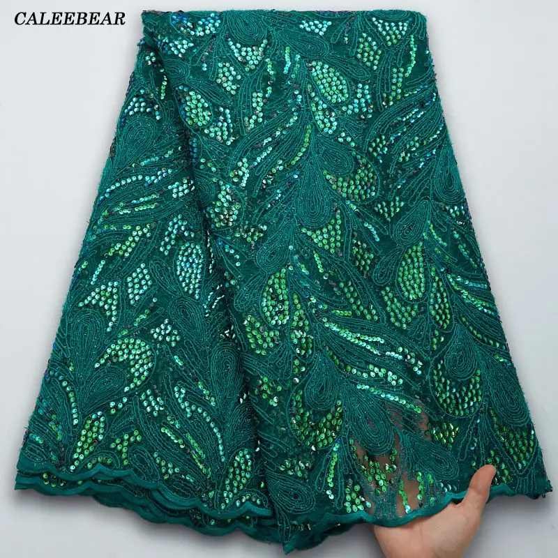 

Новейшая зеленая африканская кружевная ткань с блестками 2022 Высококачественная вышивка французская нигерийская кружевная ткань для свадебного платья шитье S2780