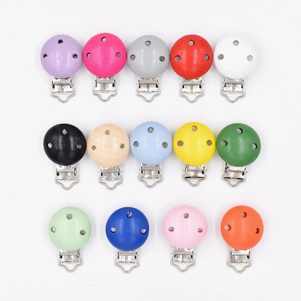 Smooth Nipple Baby Chain Beads BPA Free Silicone Pacifier Wood Clips Toddler Teether Pacifier Clip