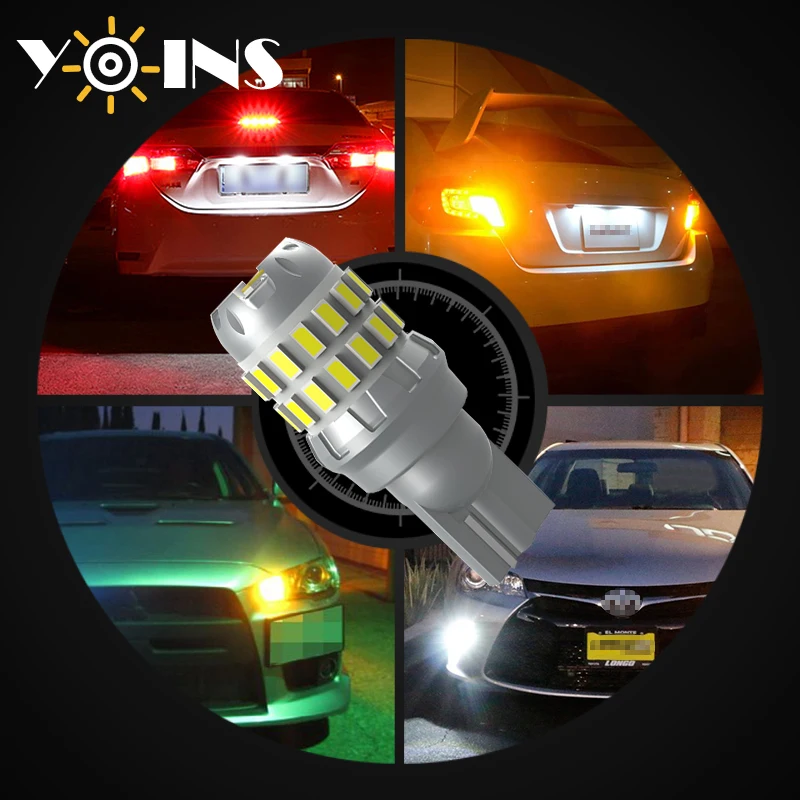 

10pcs W16W T15 Car Reverse Light Bulb 12-24V 30SMD 3014 Canbus Non Error T16 No Polarity Auto Turn Signal Lamp Tail Light