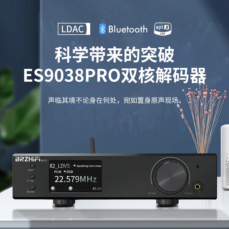 2022 Nuovo Nxc02 Dual-Core Es9038Pro Digital Audio Hifi Audiophile Decoder Bluetooth 5.0