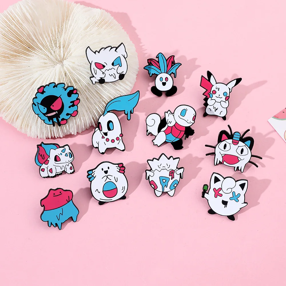 

Anime Pokemon Brooch Funny Halloween Pikachu Charmander Bulbasaur Pokemon Alloy DIY Accessories Badge Decor Kids Toys Gifts
