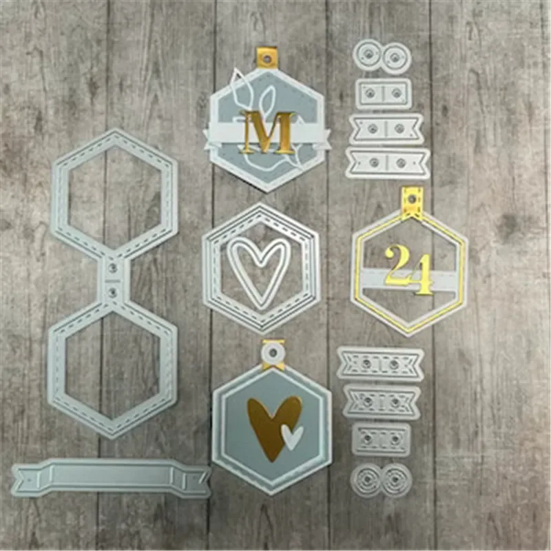 2023 Christmas Metal Cutting Dies 3D Folding Ball Hexagon Pent Card Confezione Regalo Scrapbooking Frame Card Craft No Timbri