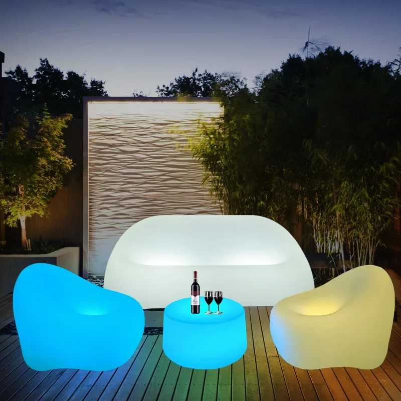 Creative luminous sofa chair combination leisure outdoor coffee table bar table loose dining bar open air tables and chair