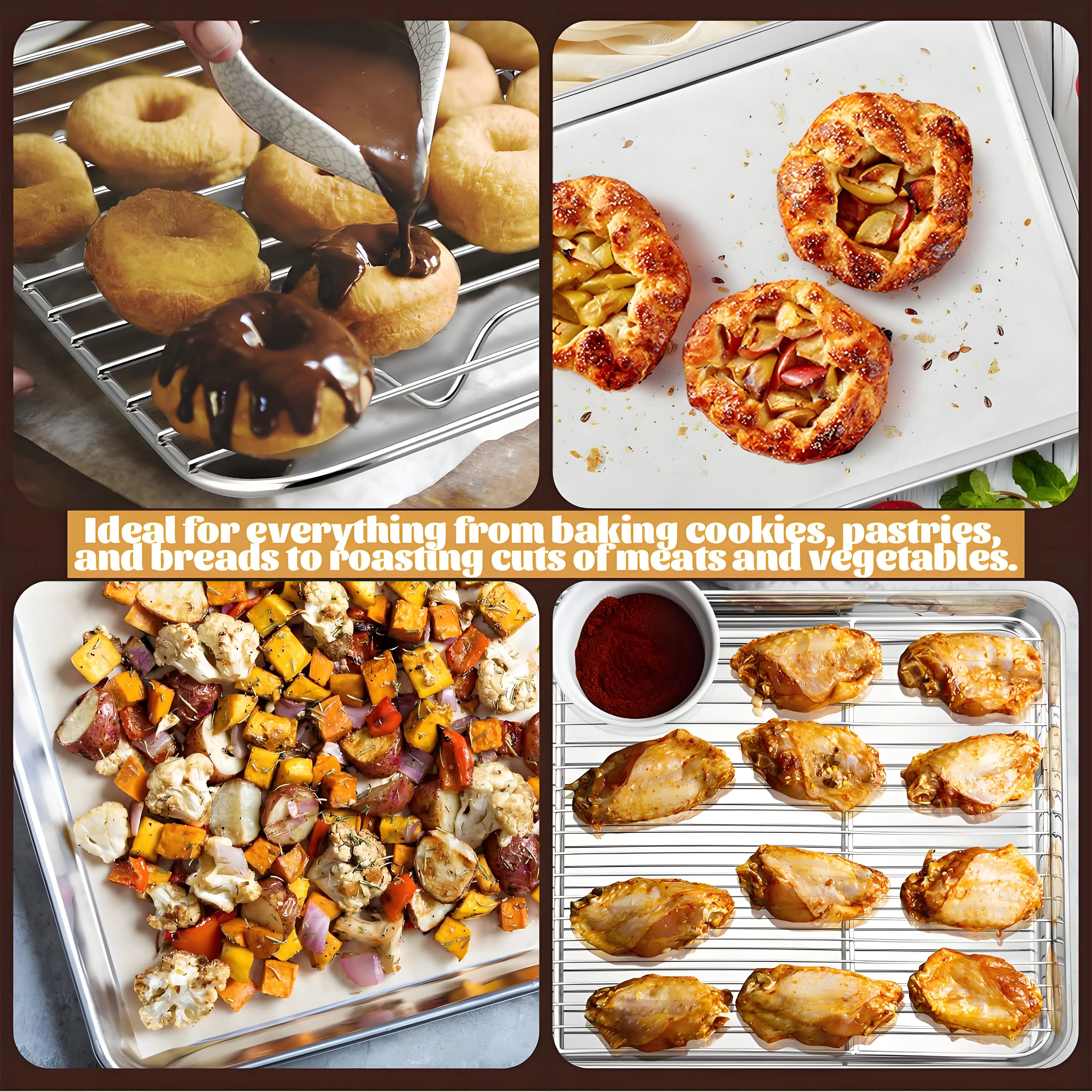 Stainless Steel Cookie Sheet & Cooling Rack Set (Half Size) 3