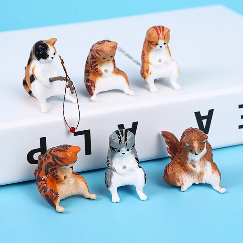 Fish Tank Decorations 1PC Small Fishing Cat Creative Aquarium Decoration