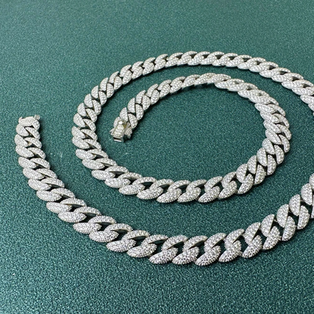 WUIHA 925 Sterling Silver Sparkling Synthetic Moissanite Diamond Miami Cuba 8MM Chain Necklace Hiphop Rock Jewelry Wholesale - Image 3