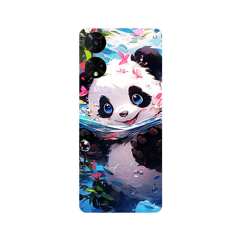 Panda Leaves Soft Silicone Phone Case - Bumper Back Cover