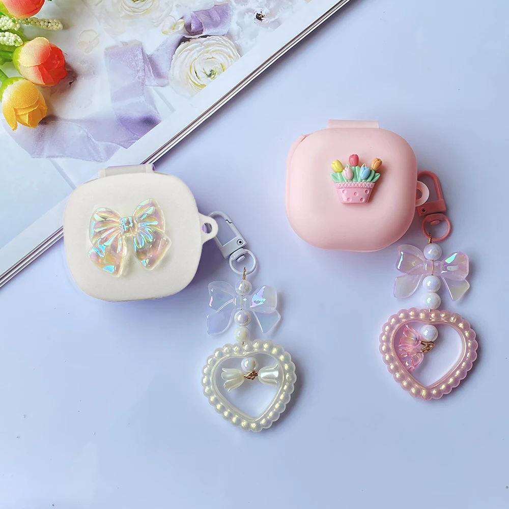 Per Jbl Live Pro + Custodia Luxury Flower Portachiavi Cover In Silicone Per Jbl Live Free 2 Cute Auricolare Cover Per Jbl Live Pro 2