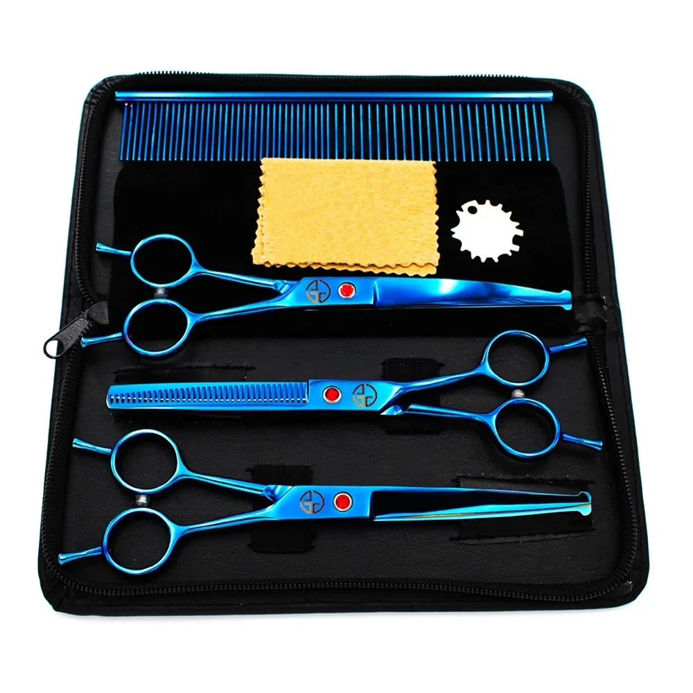 

7 Inch Professional 4 in 1 Grooming Scissors Dog Grooming Scissors Kit with Safety Round Tips
