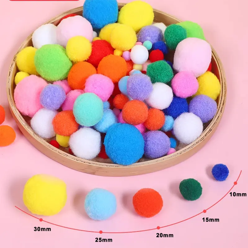 30-300Pcs Soft Pom Poms Fluffy Balls Pompon Mixed 40Colors Fur Ball for Kids DIY Craft Wedding Decor 8/10/15/20/25/30mm