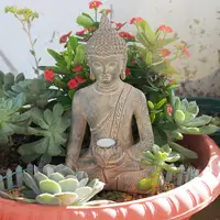 Buddha Statue with Solar Light Home Garden Decor Sitting Meditating Buddha Figurines for Outdoor Patio Yard Lawn Ornaments 5