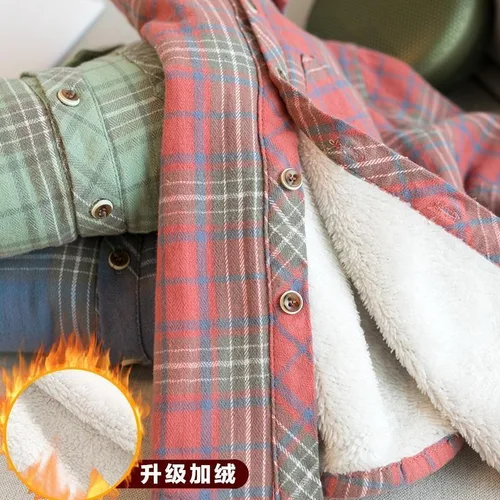 100% 코튼 캐주얼 격자 무늬 블라우스, 스트라이프 셔츠, 한국 아기 긴팔 상의, 남아 셔츠, 여고생 블라우스, 봄 겨울 3