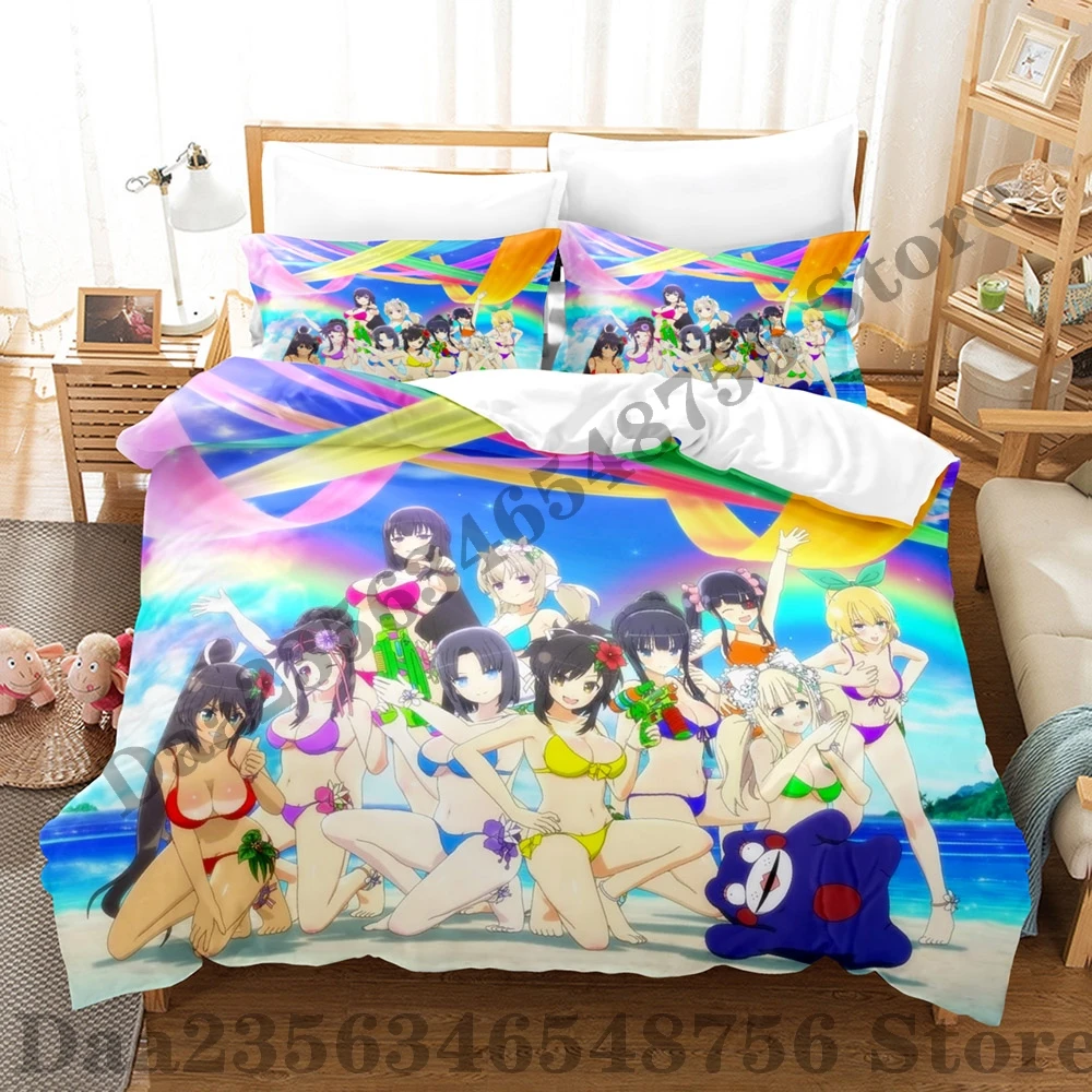 Senran Kagura Bedding Set Single Twin Full Queen King Size Bed Set Adult Kid Bedroom Duvetcover Sets Print Anime Bed Sheet Set 4