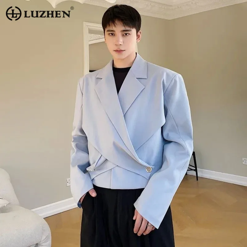 

LUZHEN Casual Solid Fashion Color Niche 2024 Elegant Design Jacket Asymmetric Original Korean Trendy Men Blazer Coat New Caee02