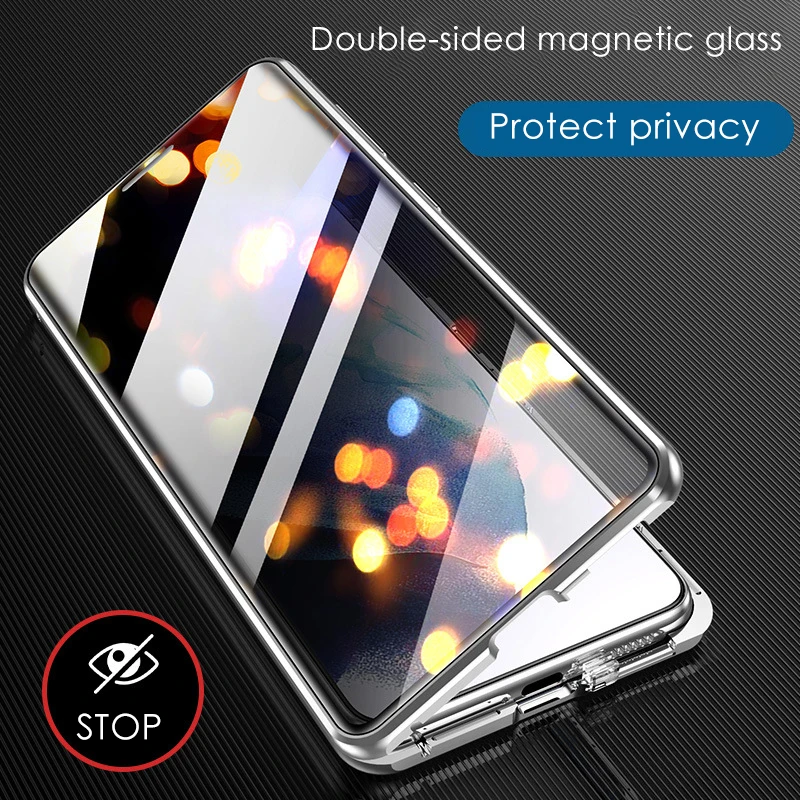 Double-Sided Glass Magnetic Phone Case with 360° Full Protection and Anti-Peeping Features