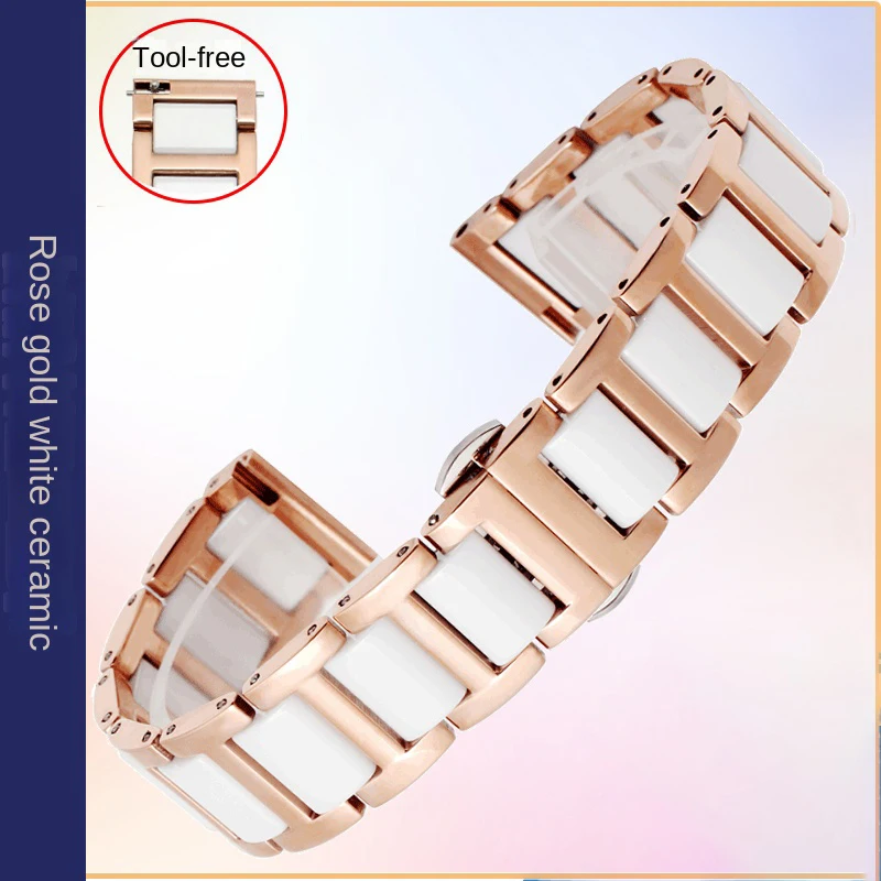 Elegant Ceramic Metal Strap Bracelet with Tool Set - Available in Various Sizes and Colors