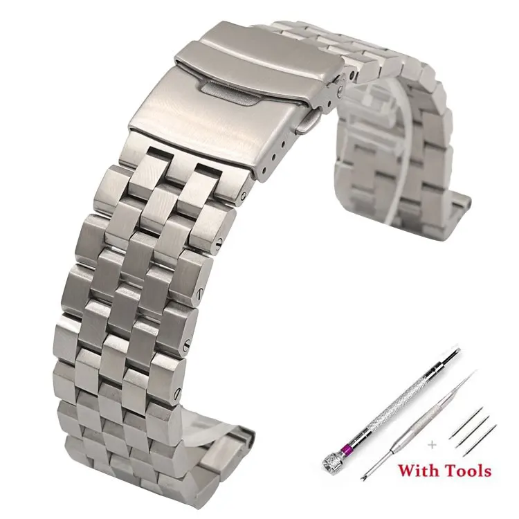 High Quality Full Solid Stainless Steel Flat Interface Watch Bracelet with Tool Set