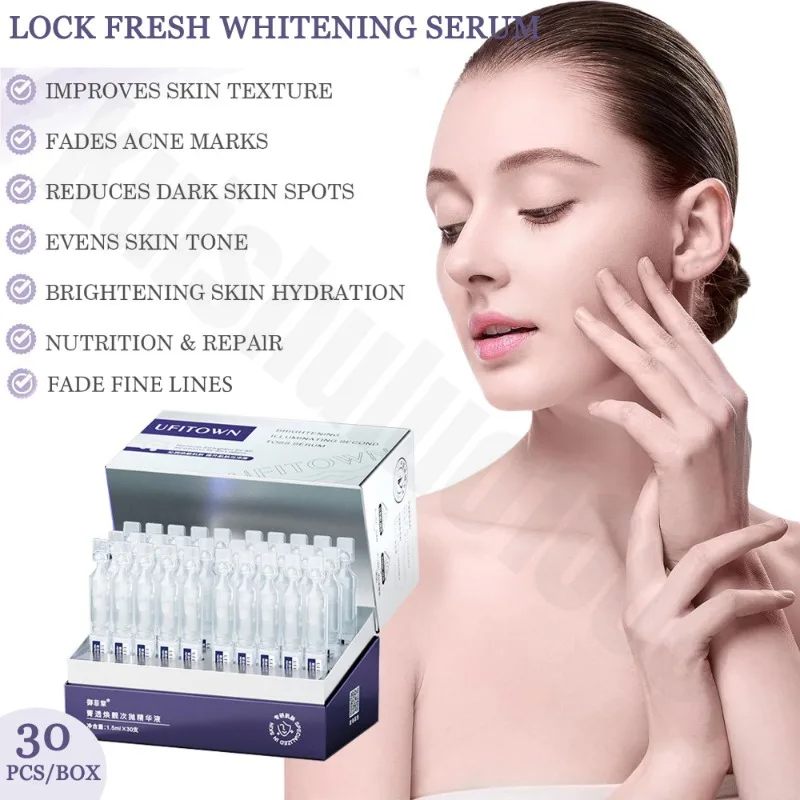 30Pcs/SET Whitening Face Serum for Dark Spots Melanin Brighten Shrink Pores Niacinamide Moisturizing Arbutin Fade Fine Lines