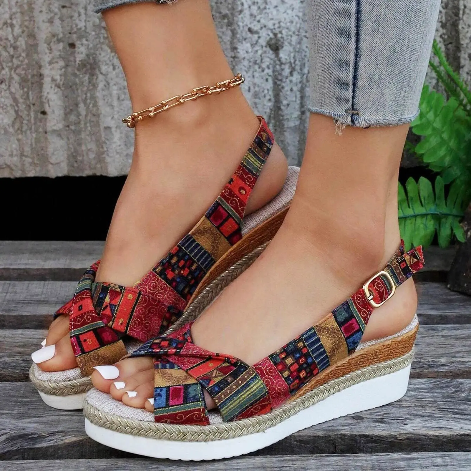 Boho Wedge Sandals with a Bow Tie | Boho Mood