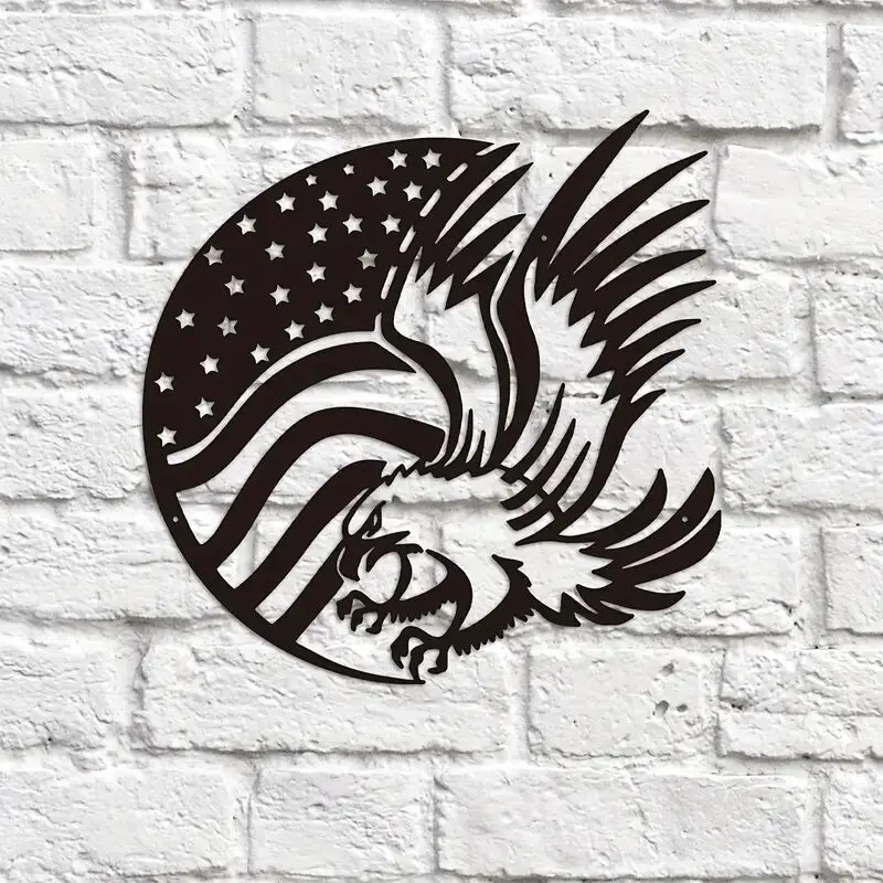 1 Pz, American Eagle Sign Metal Wall Art Outdoor Metal Wall Art Regalo Personalizzato Per L'Inaugurazione Della Casa Amico Di Famiglia, Giorno Dell'In