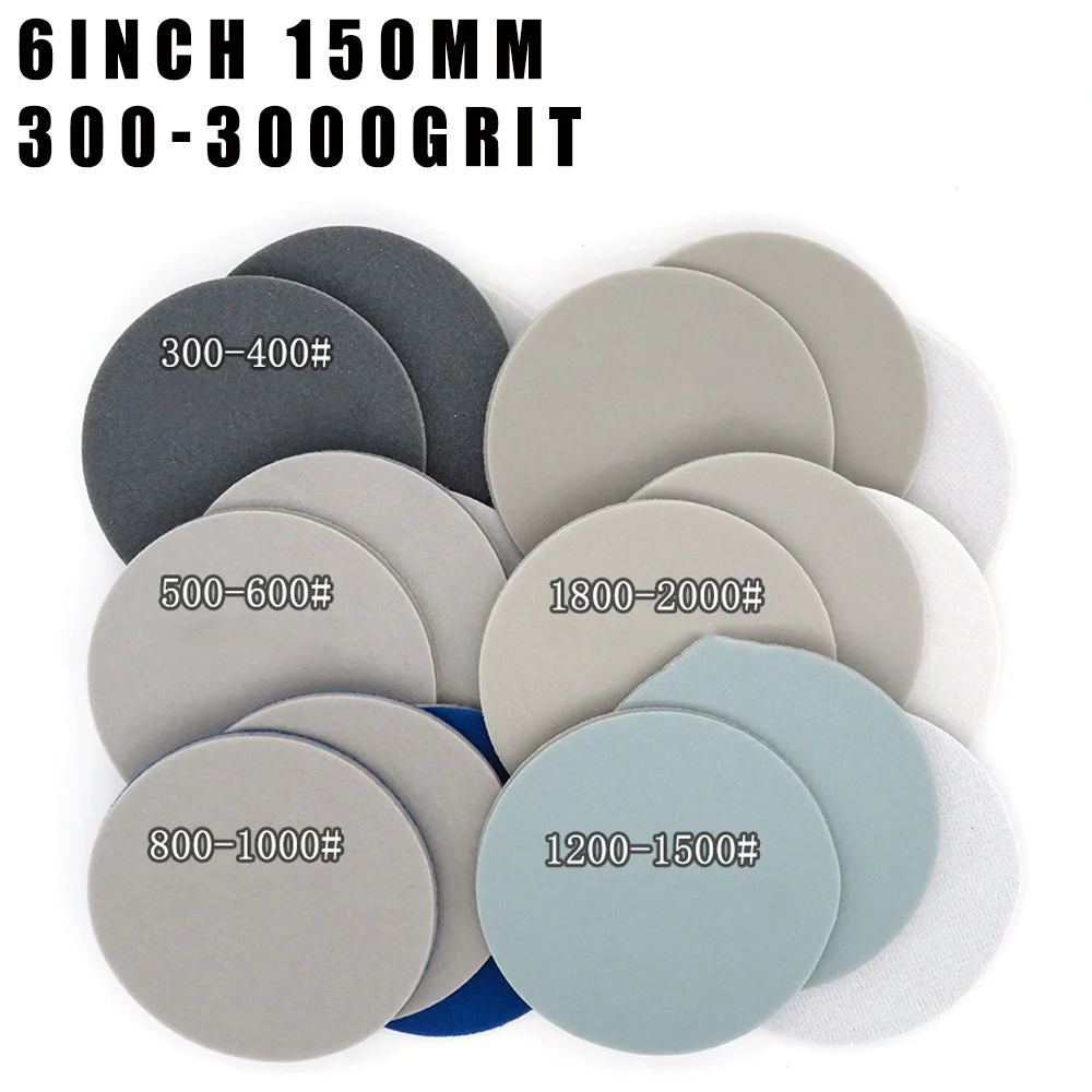 

1/2/3 Pcs 6"Inch 150 mm Sanding Sponge Sandpaper Sanding Disc Wet & Dry Hook and Loop 300-3000 Grit for Polishing And Grindind