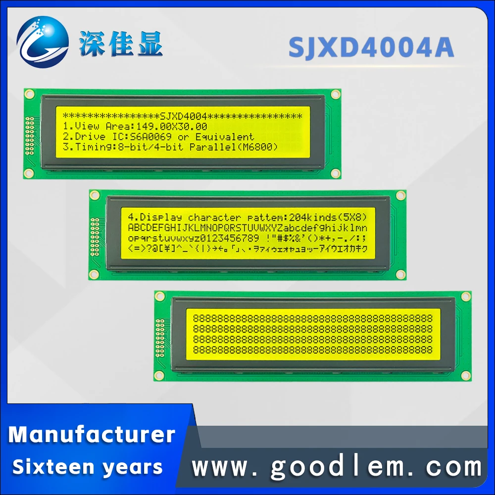 Modulo Display Caratteri Di Grandi Dimensioni A Basso Prezzo Sjxd4004A Stn Display A Matrice Di Punti Giallo Positivo 40 X4 Ip31066 Drive