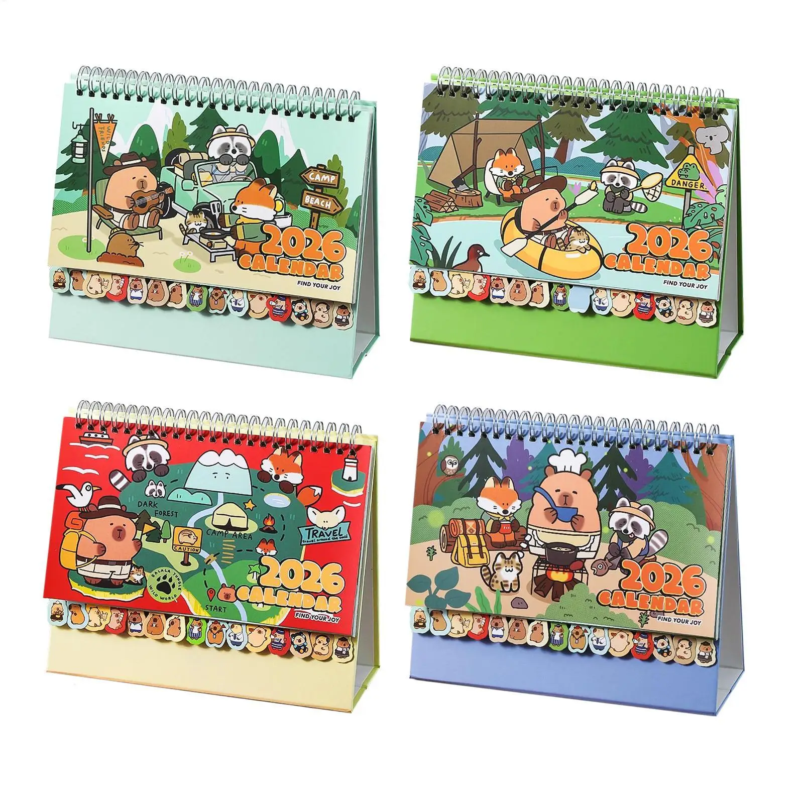 2026 Capybara Desktop Calendar Cute Animal Standing Desk Planner 12-Month Table Calendar for Office, School, Home Kitchen Decor