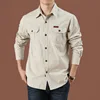 Men Military Outdoor Shirts Male Cotton Multi-pocket Tooling Casual Shirts High Quality Man Solid Color Long Sleeve Shirts 5XL 2