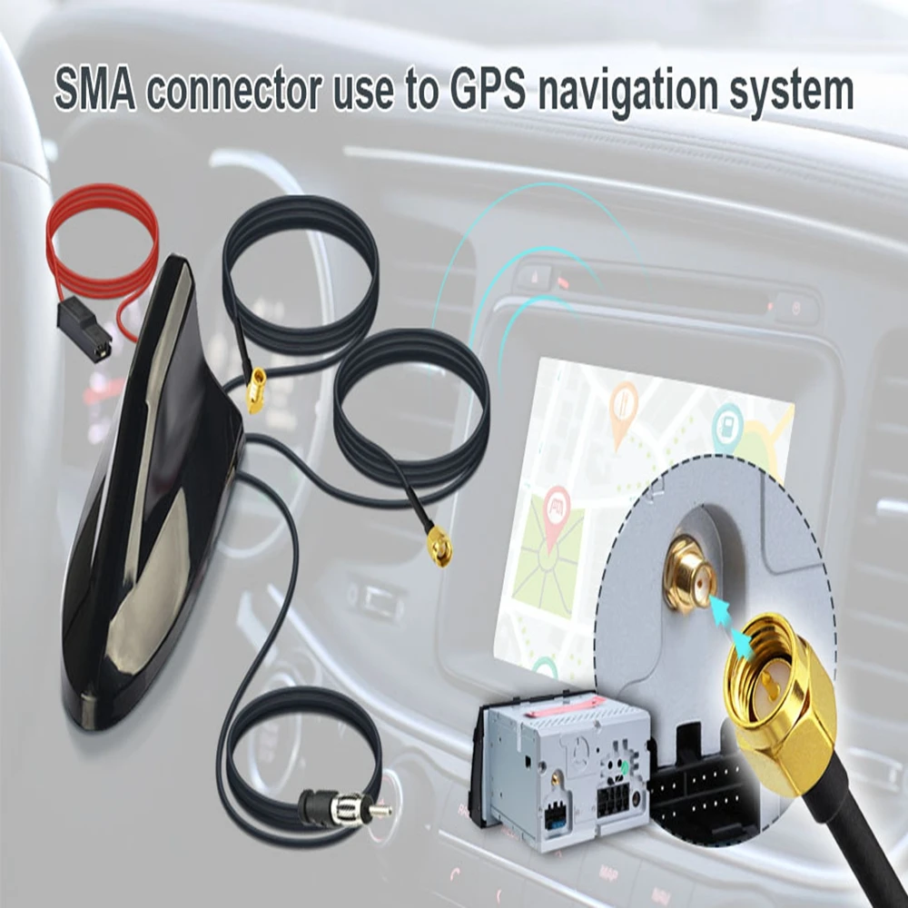 Superbat Car Roof Top Shark Fin Antenna GPS + DAB+FM/AM Enhanced Amplifier Antenna Car Vehicle Roof Accessories