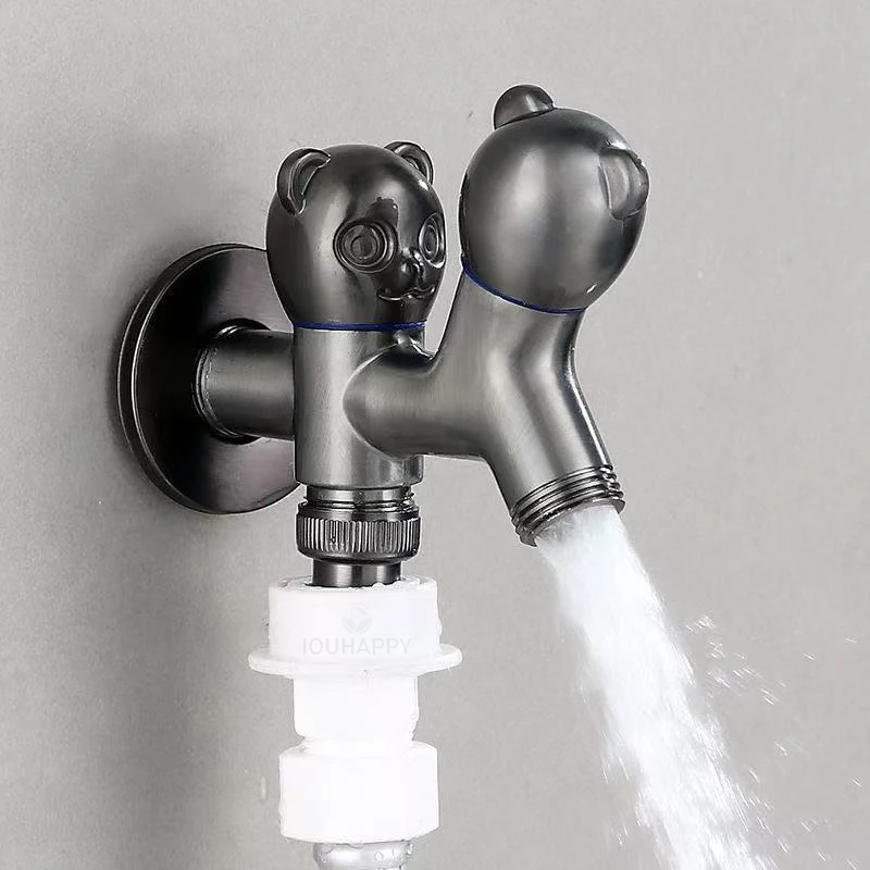 ก๊อกน้ำแบบติดผนังสองทางสำหรับเครื่องซักผ้า ก๊อกน้ำเย็นเดี่ยว ก๊อกน้ำสำหรับอ่างล้างหน้าในสวนกลางแจ้ง อุปกรณ์ตกแต่งบ้าน 1