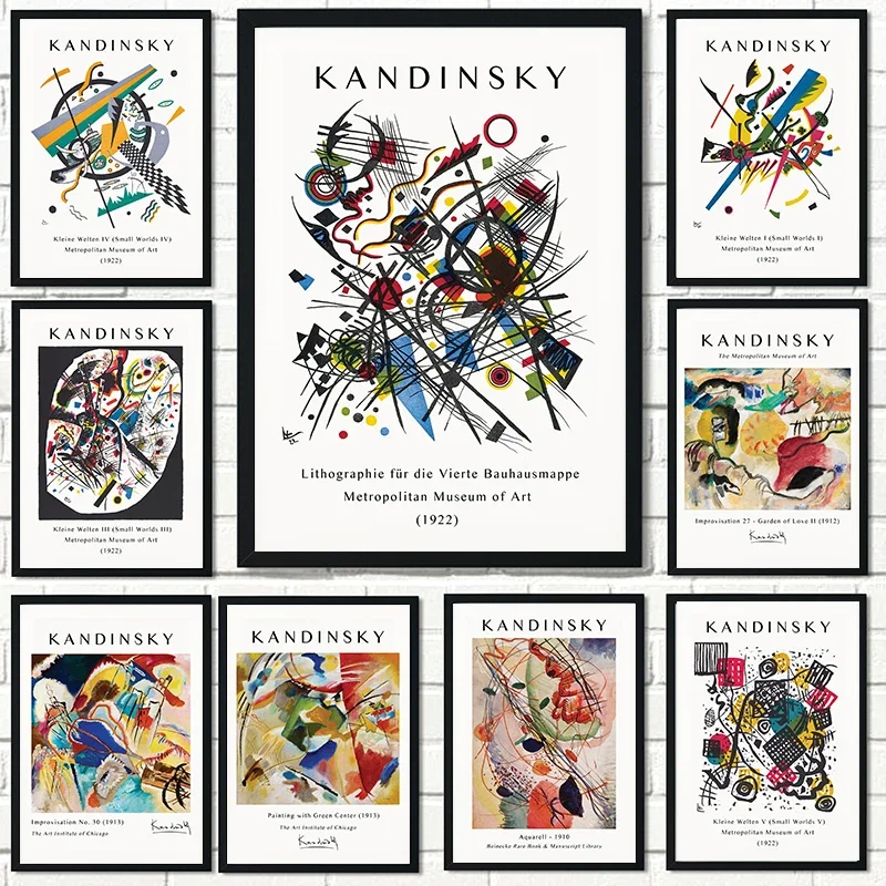 Wassily Kandinsky Famous Poster Vintage Exhibition Museum Canvas Print Abstract Painting Wall Picture for Living Room Home Decor