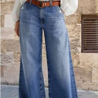 Fashion Casual Washed Wide Leg Jeans for Woman Y2k Clothes Stretchy Comfort Vintage Denim Trousers Fashion Casual - Image 4