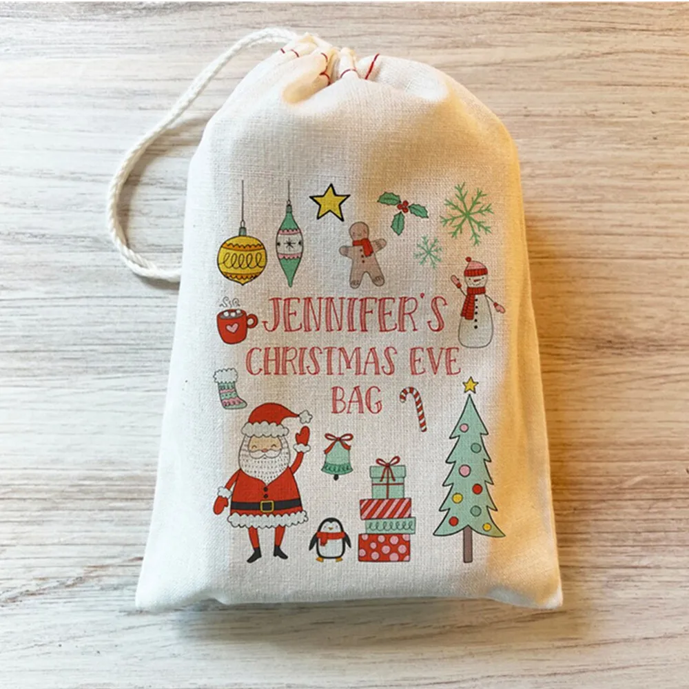 

25PCS Christmas Eve Bag Custom Personalized Bag - Christmas Bags - Drawstring Bags - Cotton