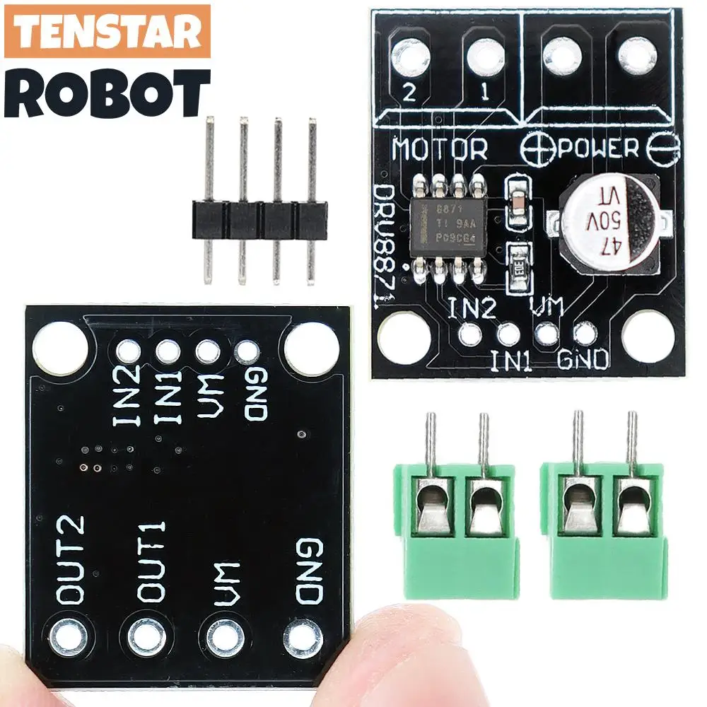 TENSTAR DRV8871 H-Bridge Brushed DC Motor Driver Breakout Board PWM Control 3.6A Max Internal Current Sense 6.5V To 45V 2pcs